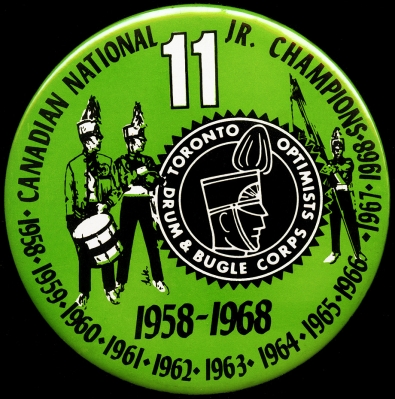 Toronto Optimists button for winning 11 consecutive Nationals (1968)
Created by Don Daber
Keywords: 1968