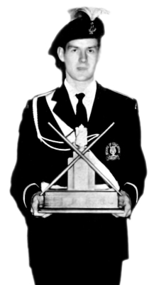 Lorne Ferrazzutti with a drumming trophy (about 1954)
Photographer Unknown
Keywords: 1954