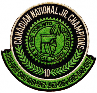 Toronto Optimists jacket crest  for 10 consecutive National titles (1958-1967)
From Colin Hedworth's collection 
Keywords: 1967