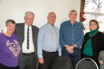 Bernardine Thompson, Vern Reid, Bob Carell, Phil Hennings and Laura King (Remembering Paul Thompson, 2015)
Photo by Eric McConachie
Keywords: 2015