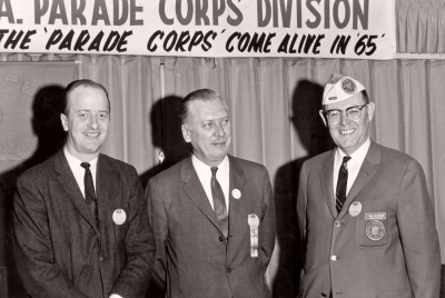 Mr Baggs with the Chief Judges of the NY & Michigan All-American Assn. (1965)
L-R: Al Tevels, NY; Mr Baggs; Col. G. Cutler, Michigan
Submitted by Phil Hennings
Keywords: 1965