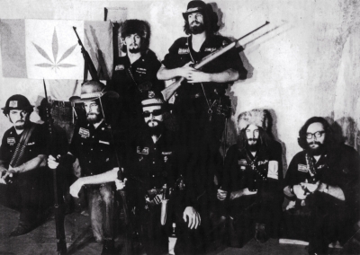 The Security Team at Rochdale College in Toronto. Former Optimist Ron Walsh is on the far left and his brother, Ed Walsh, stands beside the flag (Rochdale, 1970)
Photographer unknown
Keywords: 1970